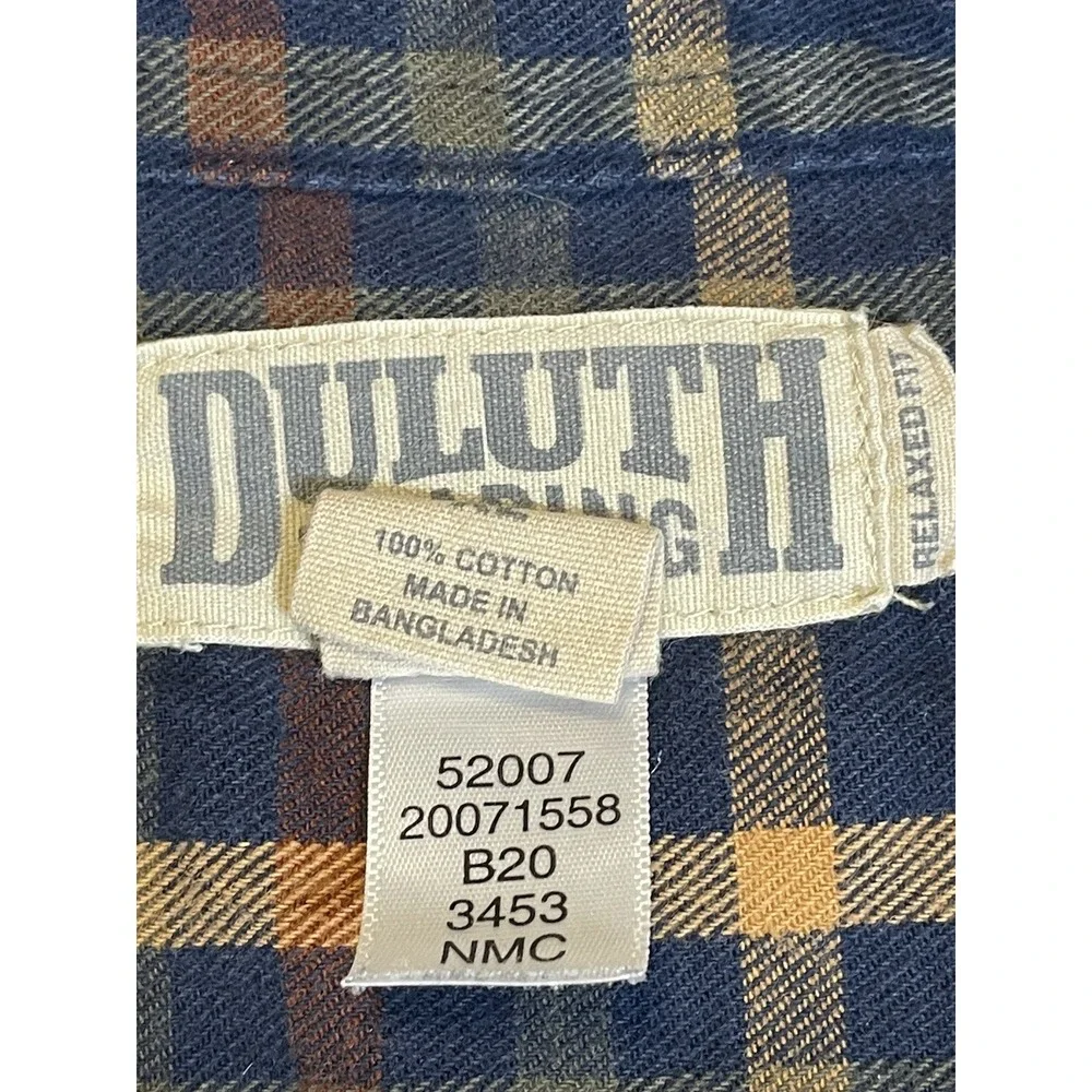 Duluth Trading Co Flannel Mens XL Multicolor‎ Plaid Relaxed Fit Button Shirt